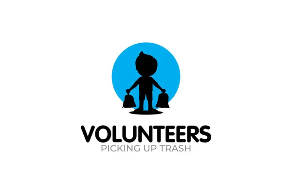 Gráfico Vetorial Ilustração Voluntário Pegando Modelo Design Logotipo Lixo — Vetor de Stock