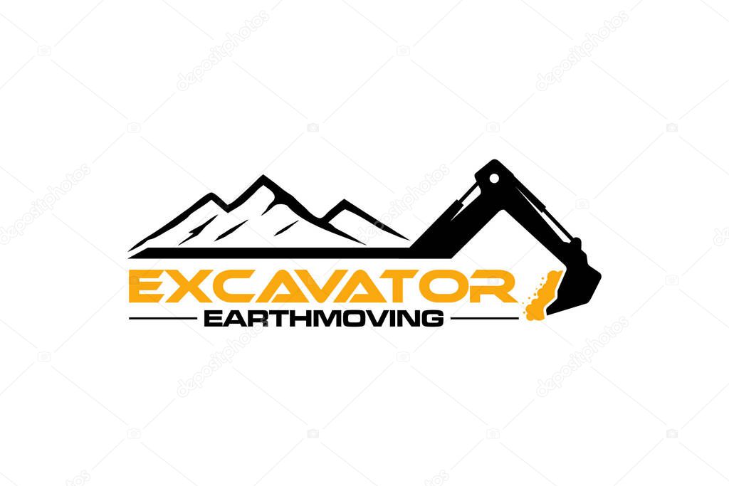 Illustration vector graphic of earth moving, excavator construction, heavy equipment logo design template