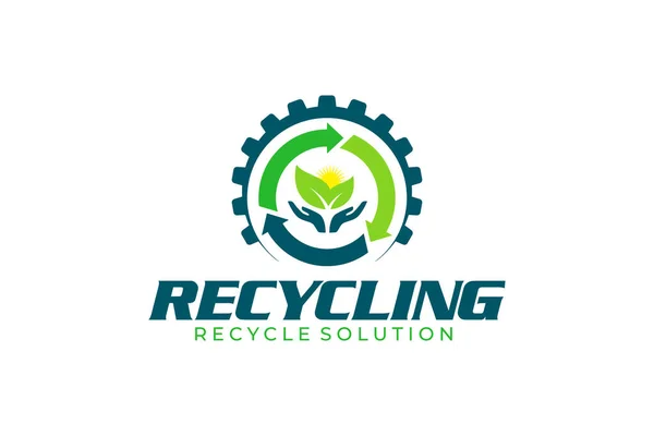Gráfico Vectorial Ilustrativo Solución Reciclaje Plantilla Diseño Logotipo Reciclaje Ecológico — Archivo Imágenes Vectoriales