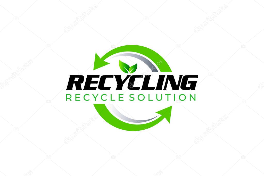 Illustration vector graphic of recycle solution, eco green recycling logo design template