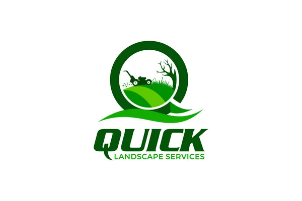 Illustration Graphic Vector Lawn Care Landscape Services Grass Concept Logo — 图库矢量图片