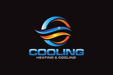Tesisat, ısıtma ve soğutma şirketinin logo tasarım şablonunun grafik vektörü