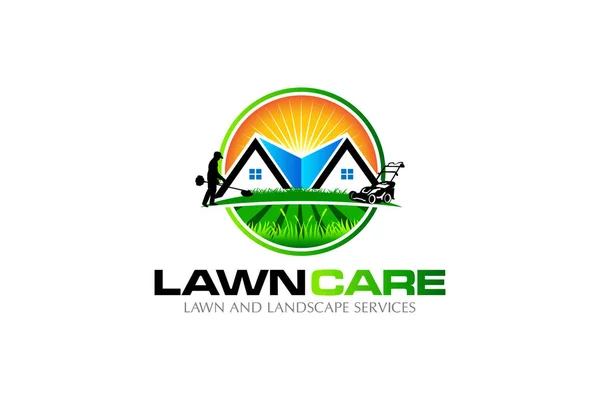 Illustration Graphic Vector Lawn Care Landscape Services Grass Concept Logo — Stok Vektör