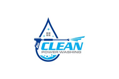 Basınç gücü yıkama sprey logo tasarım şablonu grafiği 