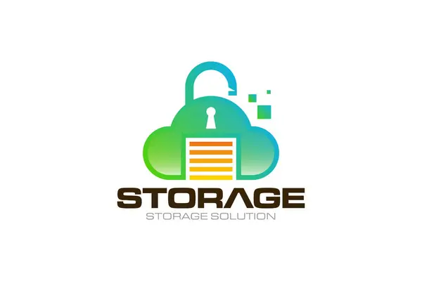 Ilustracja Wektorowa Grafika Rozwiązania Self Storage Szablon Projektu Logo Firmy — Wektor stockowy