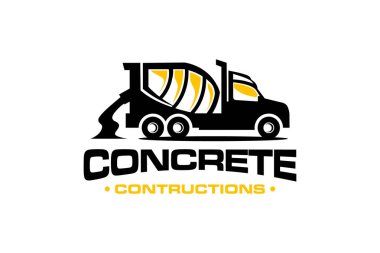 Beton karıştırıcı kamyon inşaat logo vektör şablonu grafiği