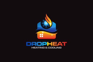 Tesisat, ısıtma ve soğutma şirketinin logo tasarım şablonunun grafik vektörü