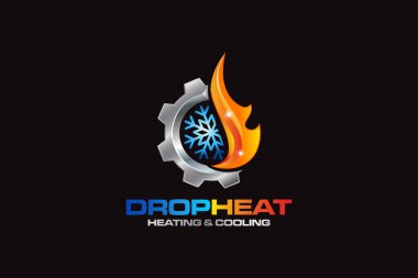 Tesisat, ısıtma ve soğutma şirketinin logo tasarım şablonunun grafik vektörü