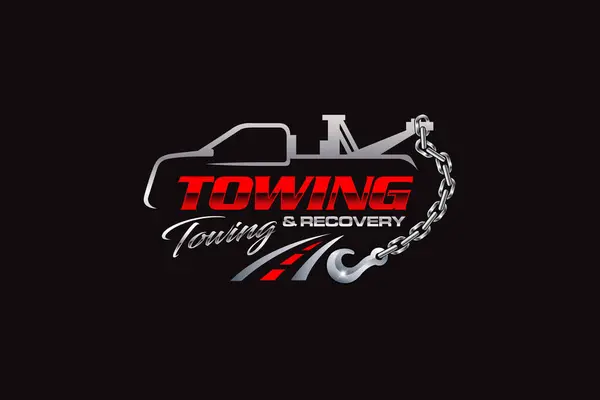 Illustration Vector Graphic Towing Truck Service Logo Design Suitable Automotive Vectorbeelden