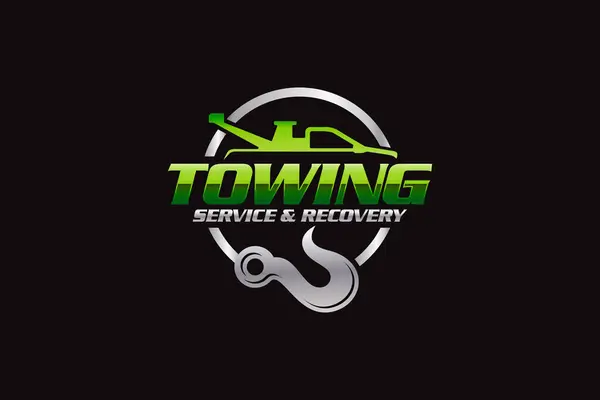 Illustration Vector Graphic Towing Truck Service Logo Design Suitable Automotive Vektör Grafikler