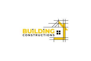 Bina yenileme, inşaat ve ev onarım konsepti logo tasarım şablonu grafiği