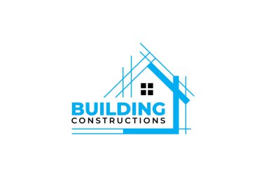 Bina yenileme, inşaat ve ev onarım konsepti logo tasarım şablonu grafiği