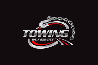 Illustration vector graphic of towing truck service logo design suitable for the automotive company