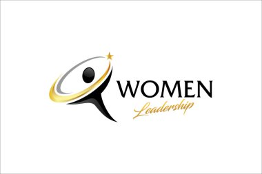 Liderlik logosu tasarım şablonunun güç dişisinin grafik vektörü