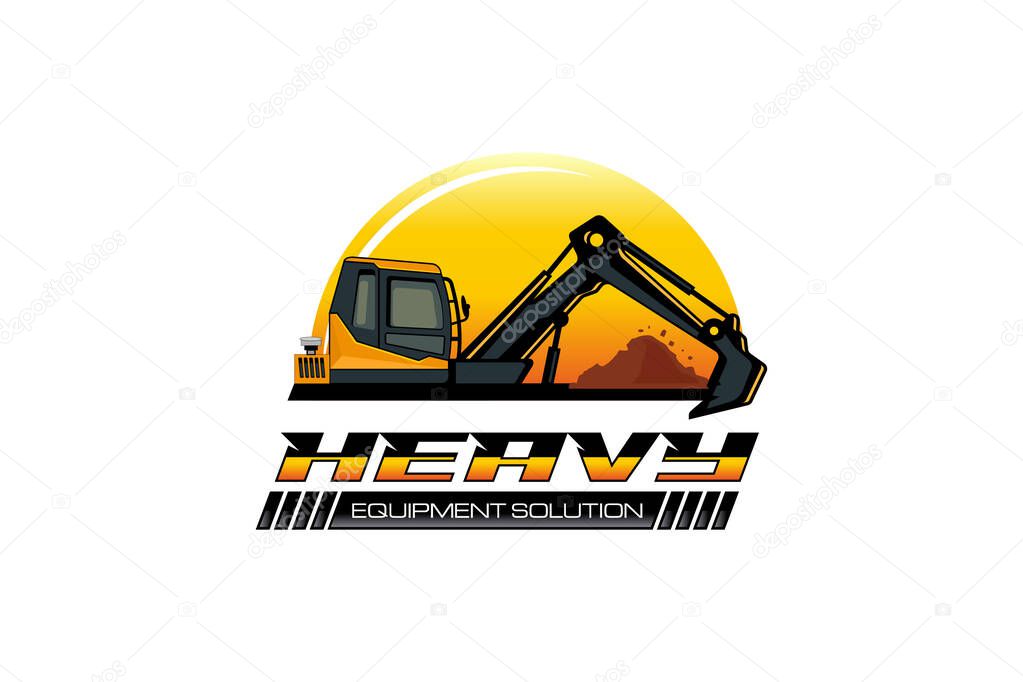 Illustration vector graphic of heavy equipment, excavator construction, logo design template