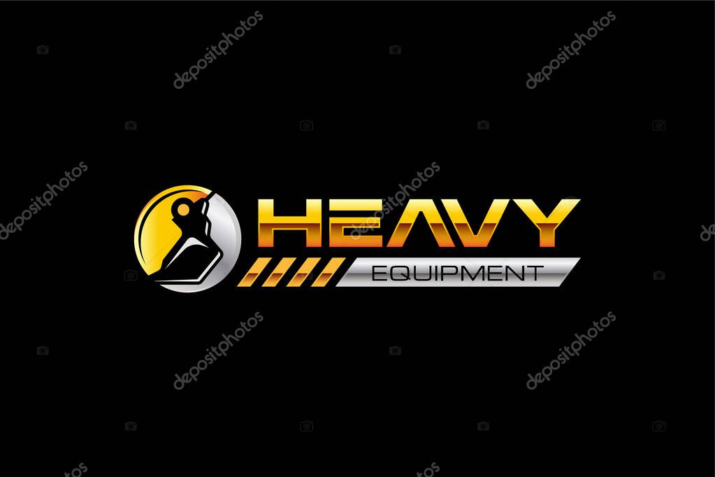 Illustration vector graphic of heavy equipment, excavator construction, logo design template