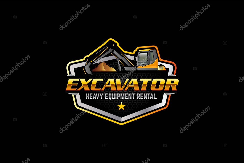 Illustration vector graphic of heavy equipment, excavator construction, logo design template