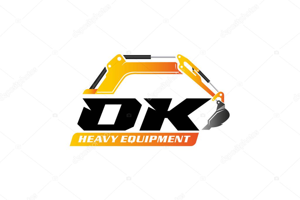 Illustration vector graphic of heavy equipment, excavator construction, logo design template