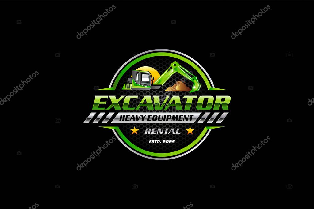 Illustration vector graphic of heavy equipment, excavator construction, logo design template