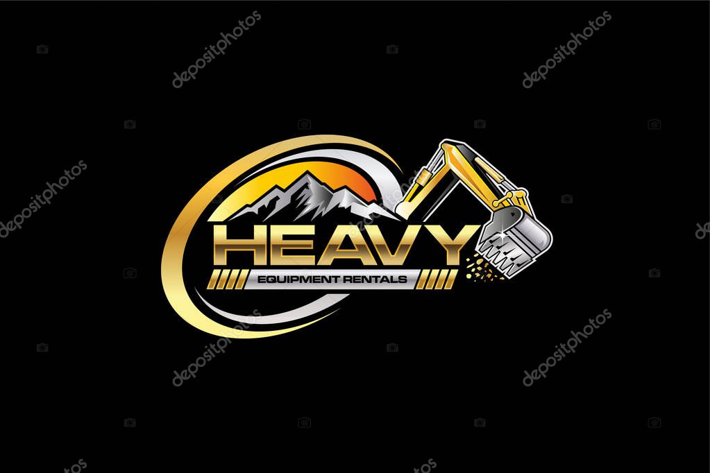 Illustration vector graphic of heavy equipment, excavator construction, logo design template