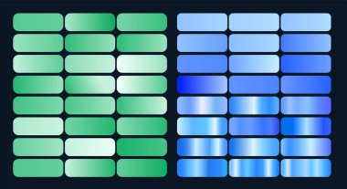 Yeşil ve mavi krom metalik gradyan kümesi