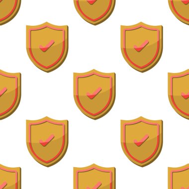 Güvenlik kalkanı ve kusursuz doku geçmişini onaylayın. Vektör illüstrasyonu