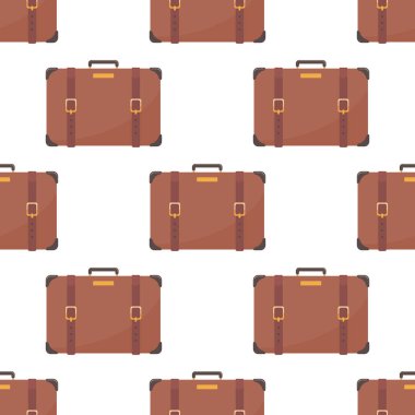 Arka plandaki dokular için klasik seyahat çantası kusursuz. Vektör illüstrasyonu