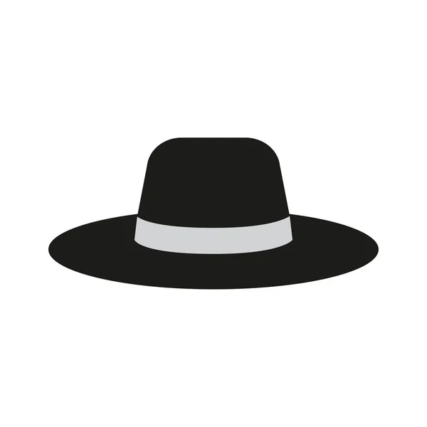 ソリッドでシンプルなブラックの帽子のシンボル ベクトルイラスト 白い線は色で満たされています — ストックベクタ