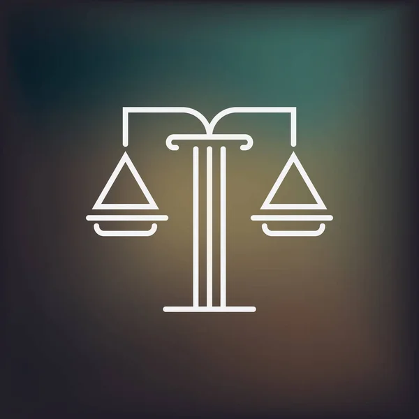 Maßstab Der Gerechtigkeit Ikone Mit Zeilenstil Rechtssymbole Vektorillustration — Stockvektor