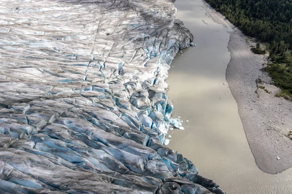 Die Schnauze Des Taku Gletschers Des Einzigen Vorrückenden Gletschers Auf — Stockfoto