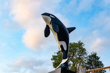 ICY STRAIT Noktası, ALASKA, ABD - 25 Ağustos 2022: Ünlü sanatçı Wyland tarafından yaratılan 100 kişilik serinin ikincisi olan 