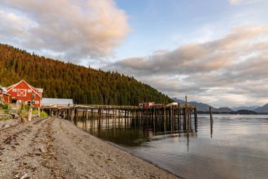 Buz Boğazı Noktası, Alaska 'daki iskele ve konserve fabrikası manzarası.