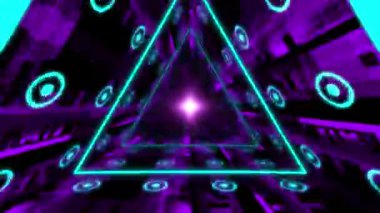 Parlayan Siber Dijital Neon Işık Üçgeni Arkaplan VJ döngüsü
