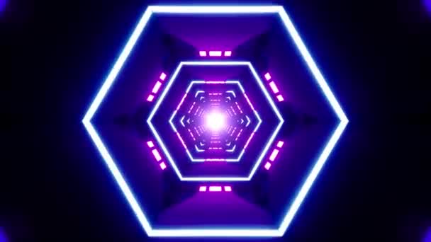 Loop Flashing Neon Lights Tunnel — Stock Video