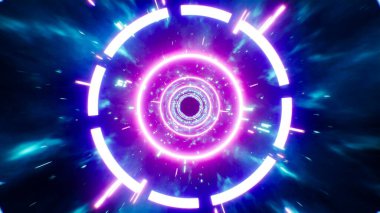 Dairesel ışıkları olan mavi ve pembe ışık arkaplanı