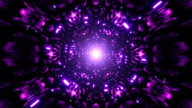 Parlayan bir organik enerji deseni karanlık uzayda titreşiyor.