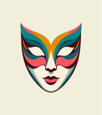 Soyut bir yüz ve güzel bir maske. vektör illüstrasyonu.