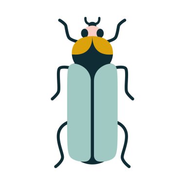 Art deco tarzında şirin, izole simetrik düz böcek. Giysilerdeki parmak izi için vektör böceği