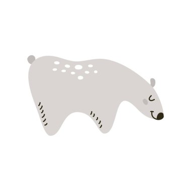 Cute hand drawn gray bear characters in Scandinavian style. Vector illustration of wild animal for childish print.