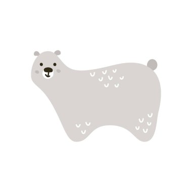Cute cartoon gray bear characters in Scandinavian style. Vector hand drawn animal for childish prints.