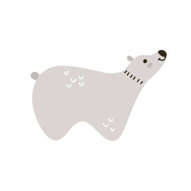 Cute cartoon gray bear characters in Scandinavian style. Vector hand drawn animal for childish prints.