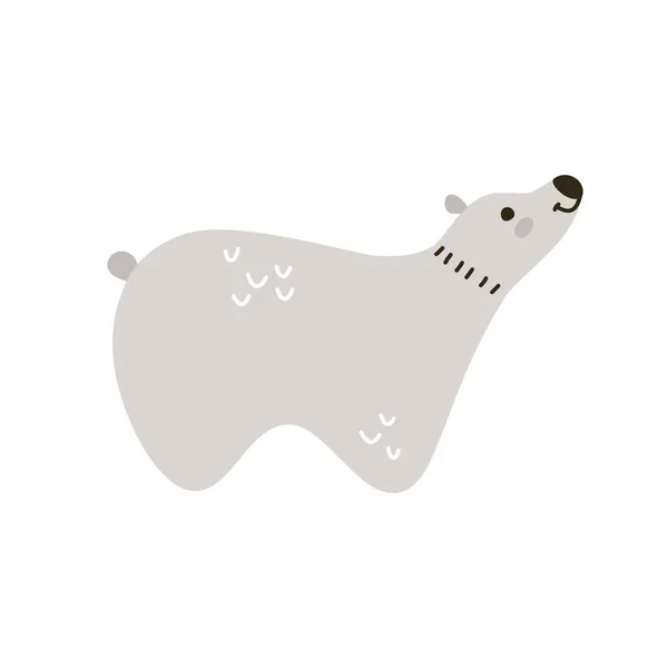 北欧スタイルのかわいい漫画灰色のクマの文字 幼稚なプリントのためのベクトル手描き動物 — ストックベクタ