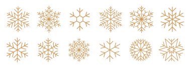 Altın kar tanesi seti, altın kar tanesi vektör simgeleri koleksiyonu