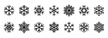 Kar tanesi seti, siyah çizgi kar tanesi vektör simgeleri, kar sembolleri koleksiyonu