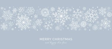 Noel kartı, kar taneleri sınırı, Noel tebrik kartı, mavi bayram geçmişi.