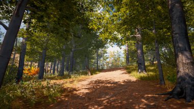 3 boyutlu görüntüleme. Kapsamlı bir doğal ortam. Sürdürülebilir kalkınma hedeflerini ve ekosistem korumasını gösteren manzara.