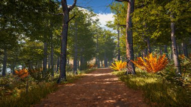 3 boyutlu görüntüleme. Kapsamlı bir doğal ortam. Sürdürülebilir kalkınma hedeflerini ve ekosistem korumasını gösteren manzara.