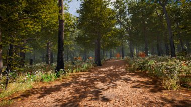 3 boyutlu görüntüleme. Kapsamlı bir doğal ortam. Sürdürülebilir kalkınma hedeflerini ve ekosistem korumasını gösteren manzara.