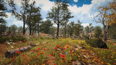 Ekoloji ve sürdürülebilir kalkınma için altyapı, biyolojik çeşitliliği ve büyüyen ekonomiyi korumak için çevre kavramı. 3B Hazırlama