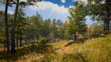 3 boyutlu görüntüleme. Kapsamlı bir doğal ortam. Sürdürülebilir kalkınma hedeflerini ve ekosistem korumasını gösteren manzara.